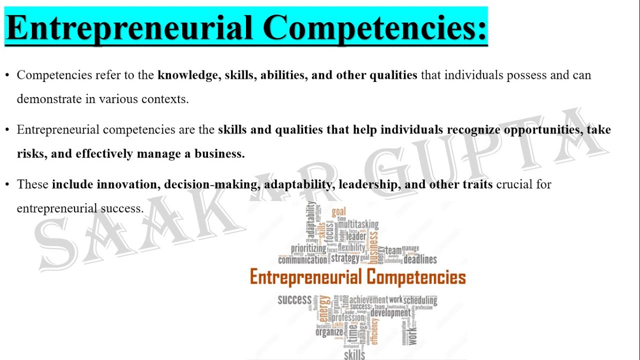 Entrepreneurial competencies list || Entrepreneurial competencies examples #2024 #MBA