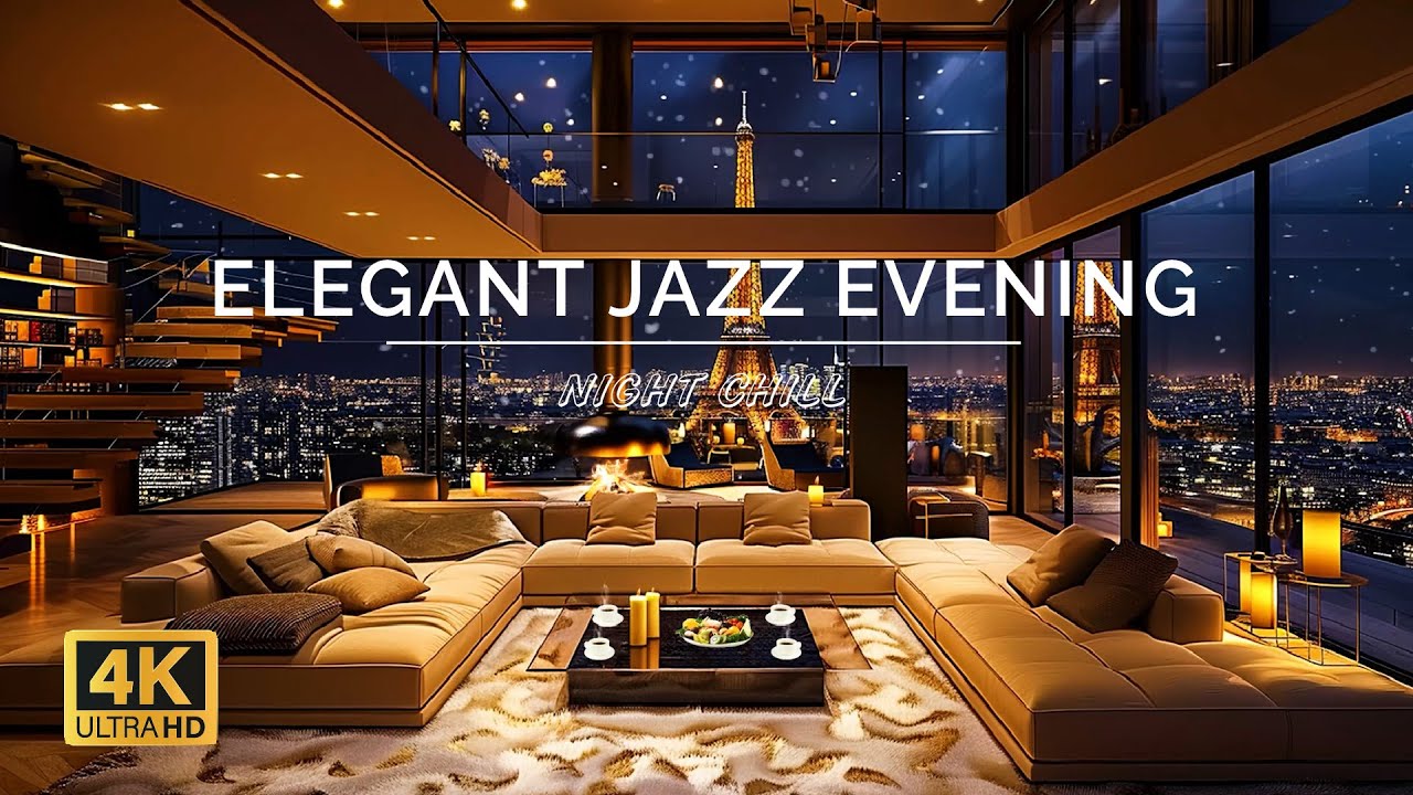 Elegant Jazz Evening in NYC Luxury Bedroom  | 4k Relaxing Music | Night Chill 🎷🏙️