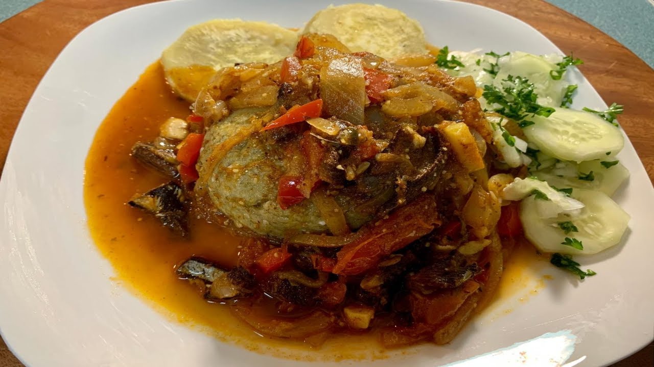 Bajan Cou Cou Made in The Microwave With A Red Herring Gravy