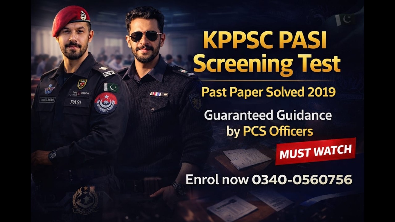 KPPSC PASI Screening Test Past Paper Solved 2019 - PART 1