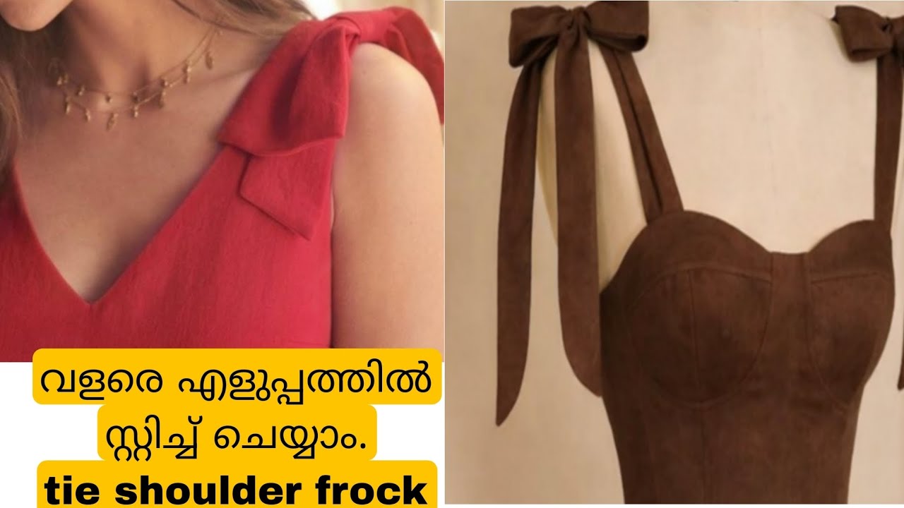 Tie shoulder frock cutting and stitching 