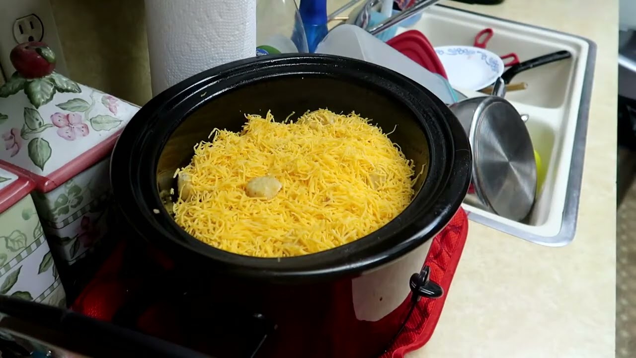 Making CROCK POT CHICKEN TATER TOT CASSEROLE