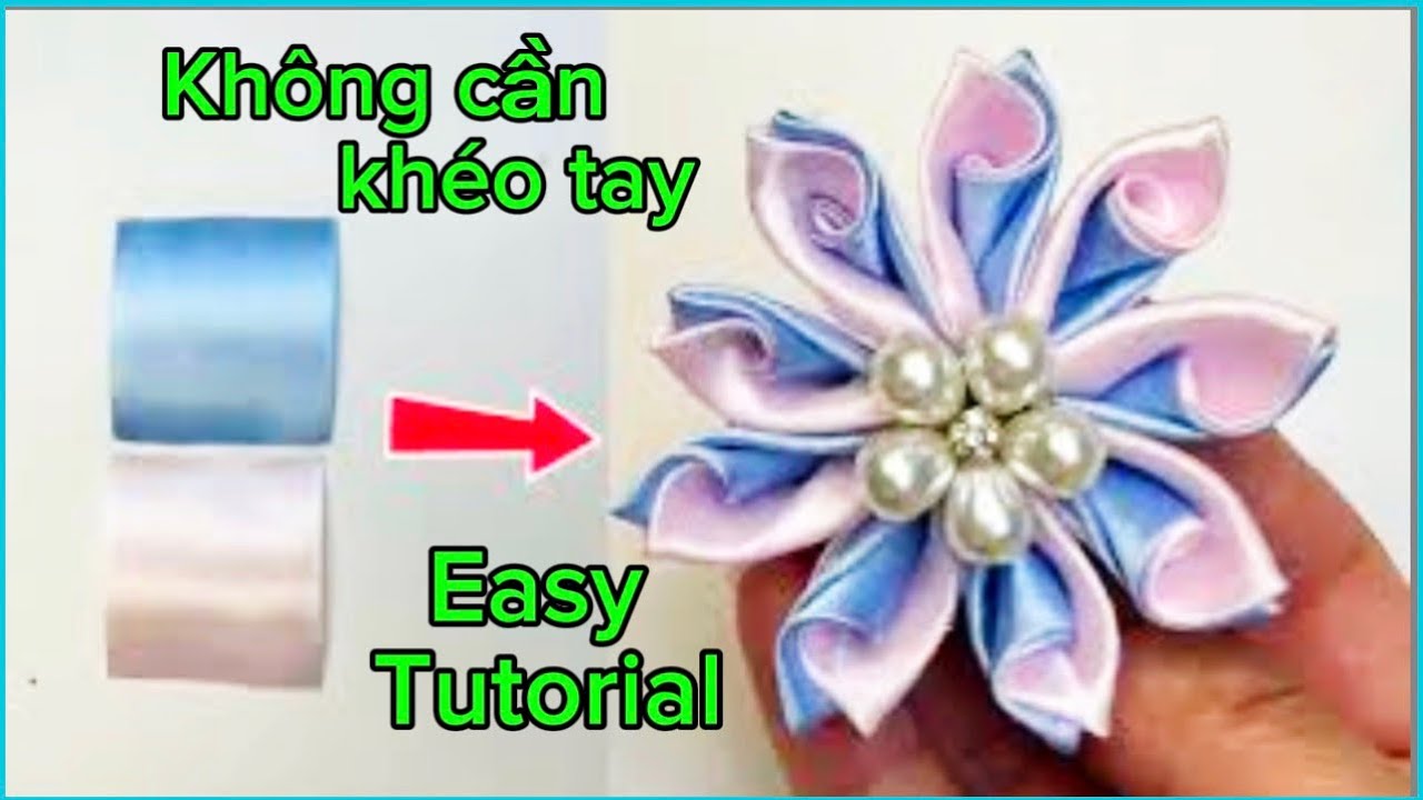 Làm Hoa Ruy Băng Không Cần May | No Sew Ribbon Flower