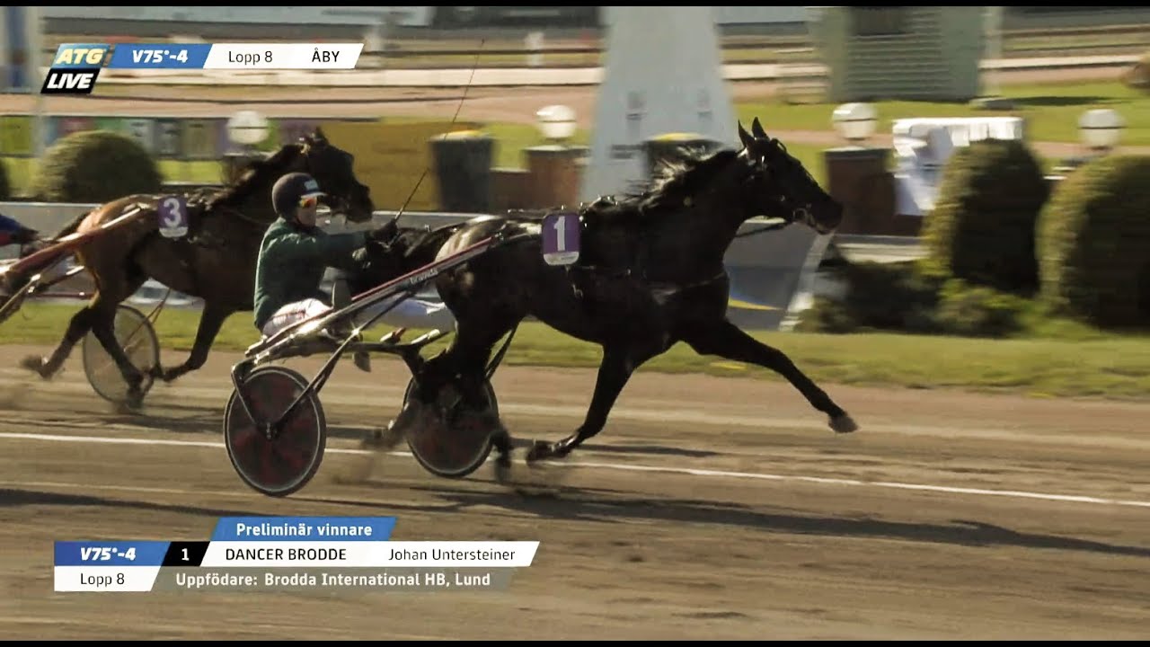 Dancer Brodde & Johan Untersteiner vinner Konung Gustaf V:s Pokal p&aring; &Aring;by 2023. Tid 1.11,7a/2 140 m.