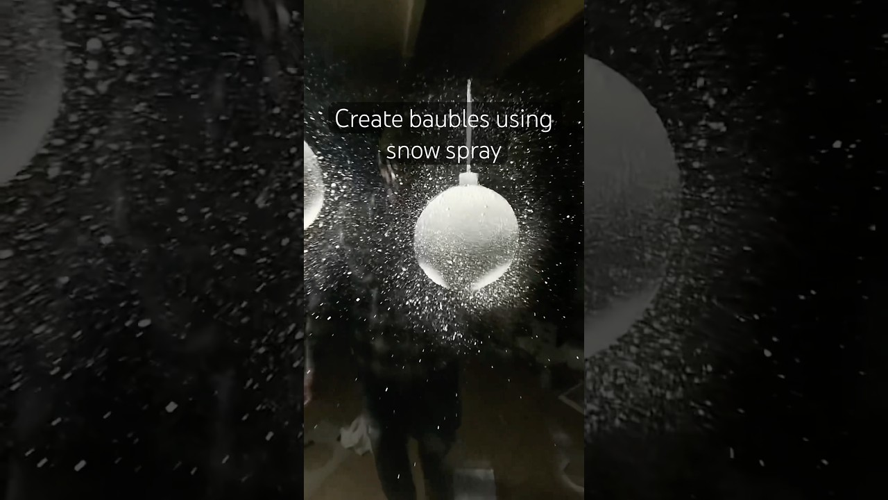 Creating baubles using snow spray #christmas #snowspray #christmassnow