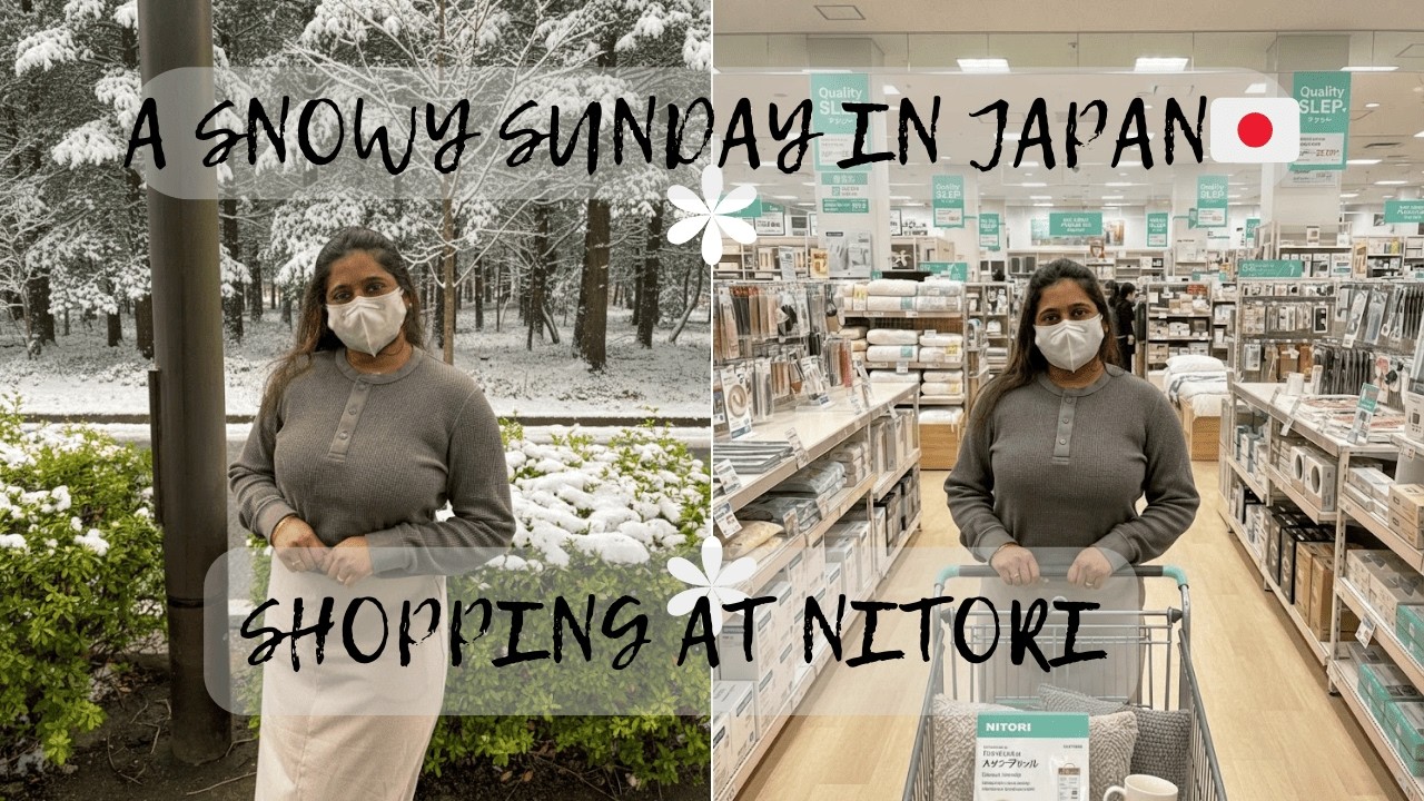 Indian couple 🇮🇳spending a Sunday in Japan🇯🇵 | A snowy day ❄️| Shopping at Nitori 🛒| Nitori Tour