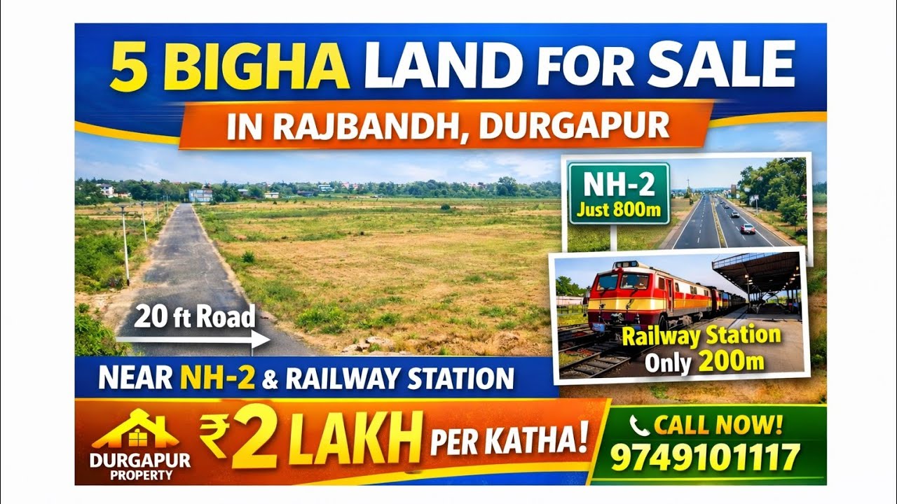 6 Bigha Land for Sale Near NH-2 Rajbandh Durgapur | Ready for Construction | #durgapurproperty #Land