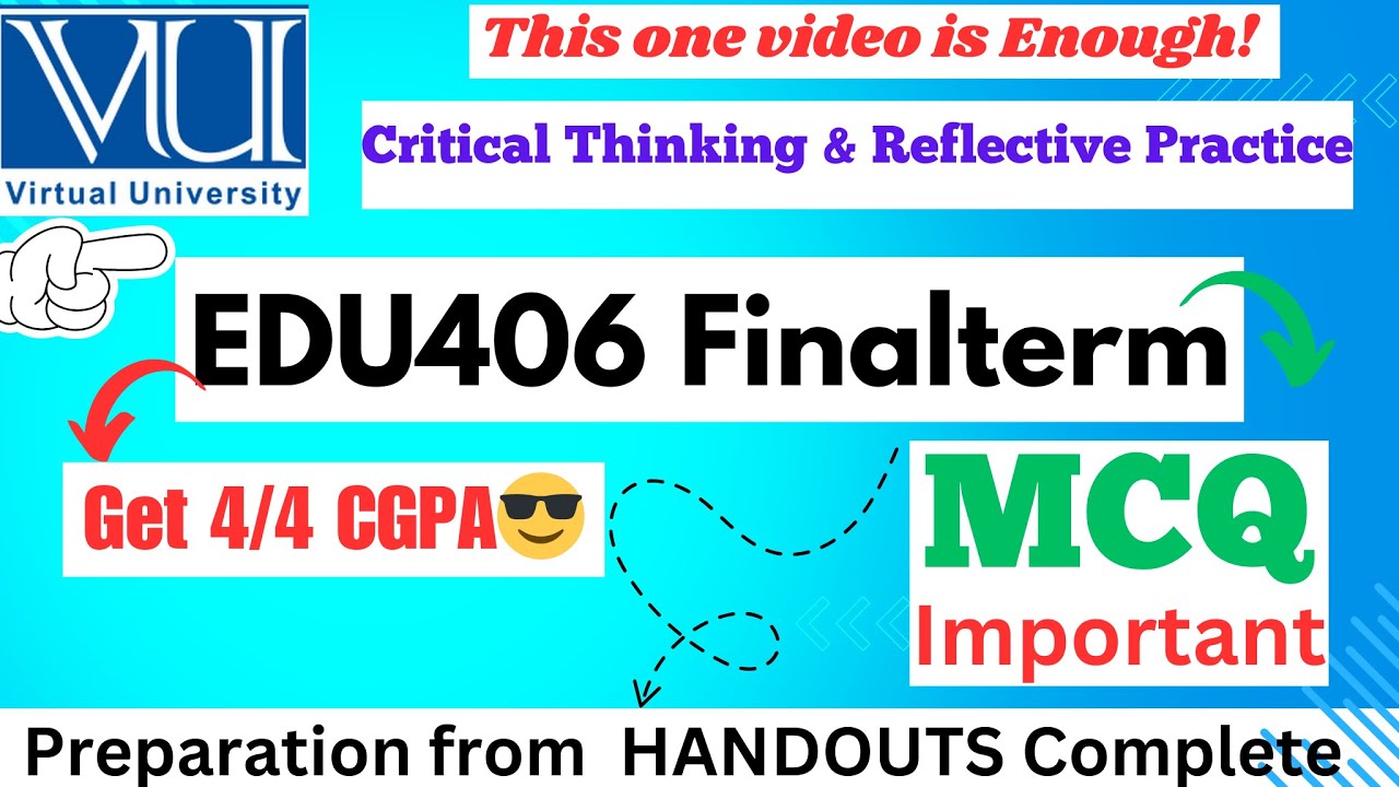EDU406 Final Term Preparation || edu406final term most REPEATED mcq || Helper0711