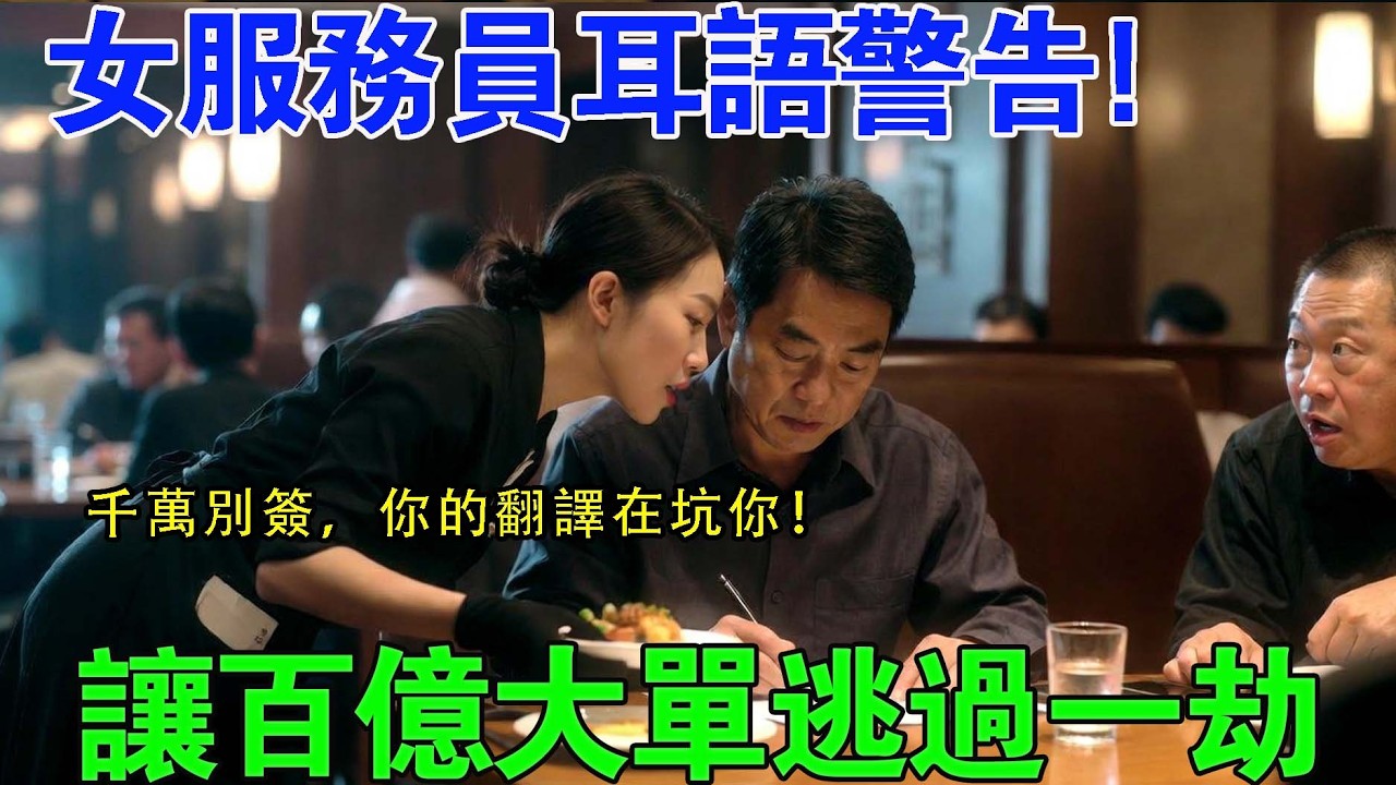 “別簽字，你的翻譯在撒謊！”女服務員上菜時的一句耳語，救下了千億總裁的百億合同...#故事頻道 #故事分享 #情感#臺灣#情感故事#幸福人生