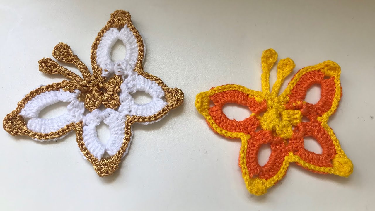 BORBOLETA DE CROCHÊ para aplicação / passo a passo / borboleta simples em crochê 🦋