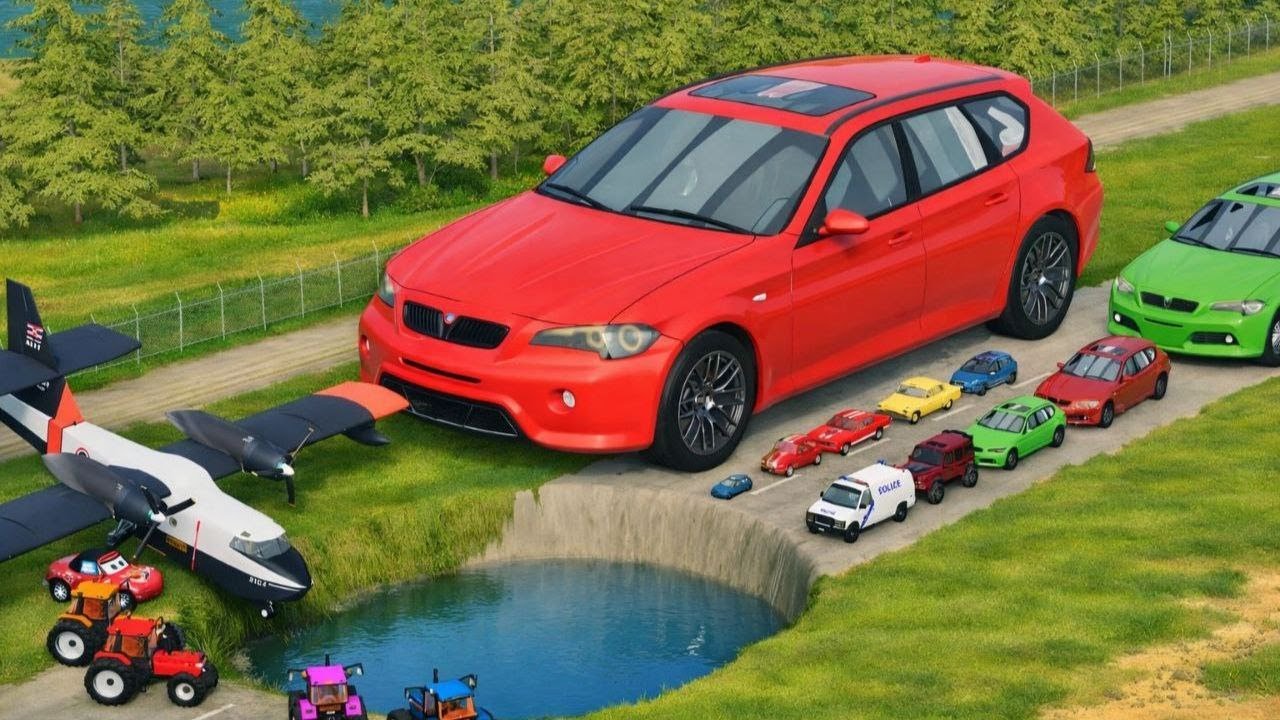 Big & Small Cars vs Giant Pit #1 – BeamNG.Drive