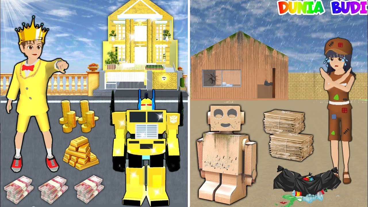 Yuta Sultan Kaya Punya Mainan Robot Emas Keren Vs Mio Miskin Mainan Robot Kardus