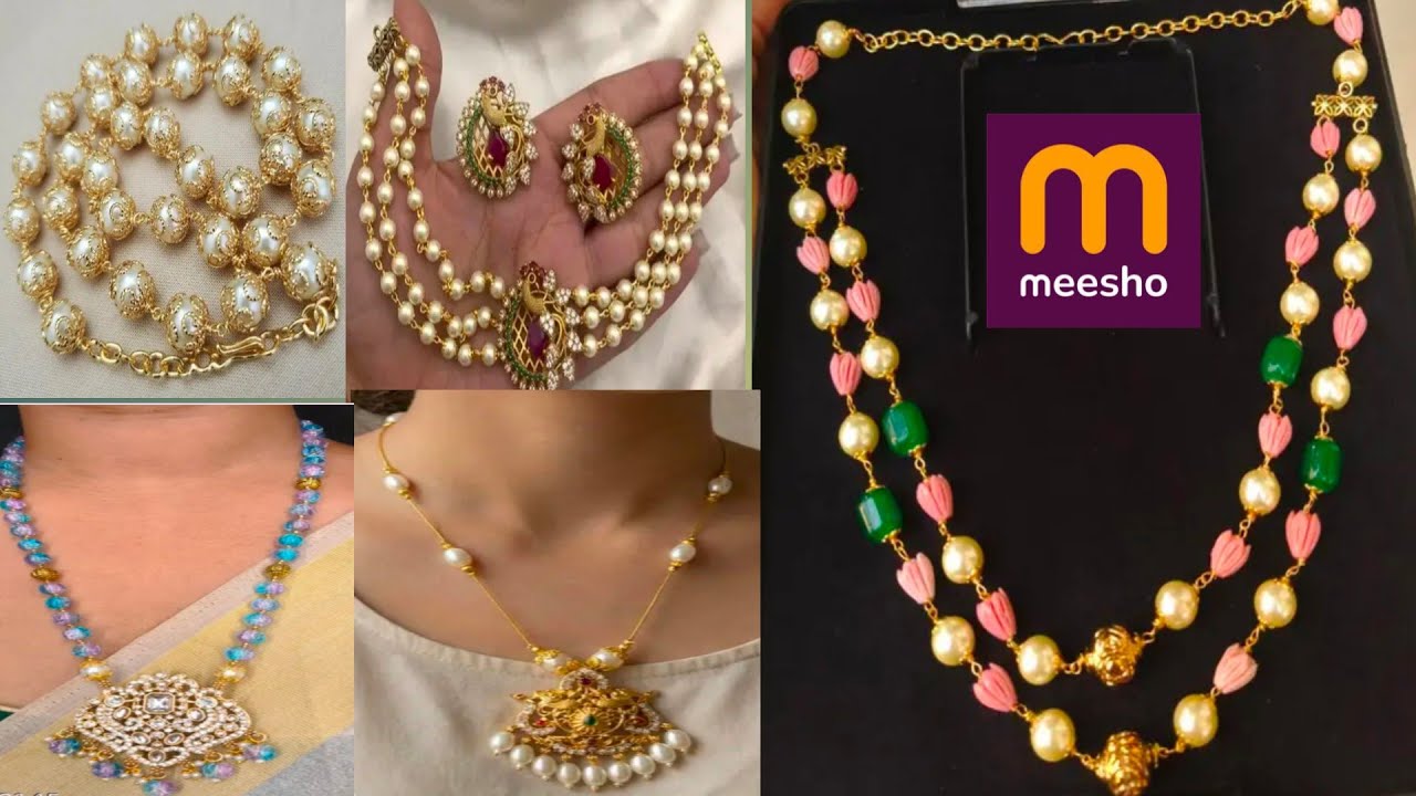 Latest Beads jewellery starts@170/-😱meesho jewellery haul💞gold plated pearls&beaded jewellery#meesho