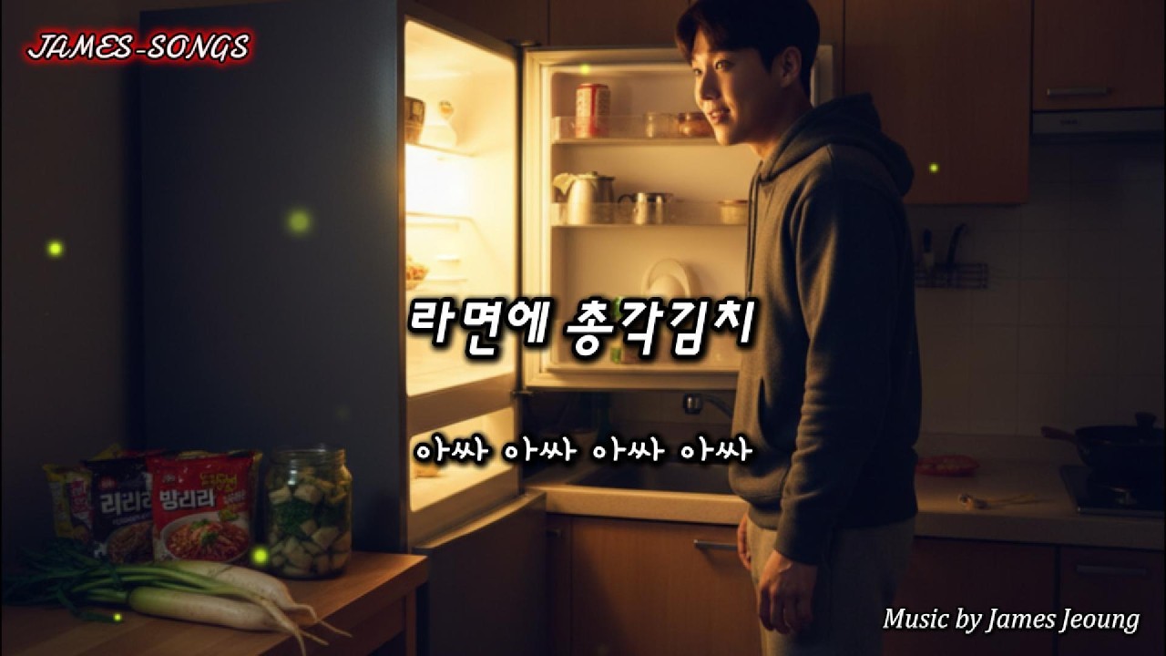 [트로트] 라면에 총각김치[Ramyeon with Chonggak Kimchi] #라면,#총각김치,#야식,#분식,#집밥,#한끼,#트로트,#야식송,#한국음식,#먹방감성