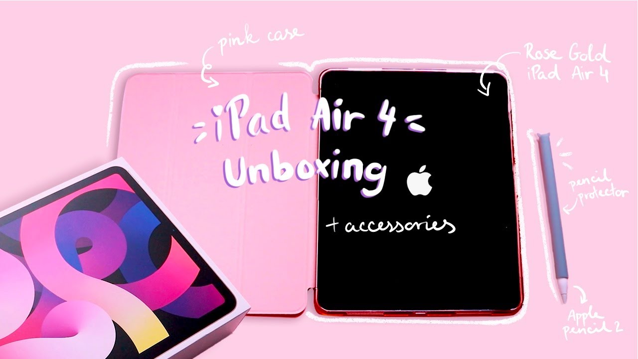 🌸 iPad Air 4 (rose gold) chill asmr unboxing ✨ with apple pencil + accessories