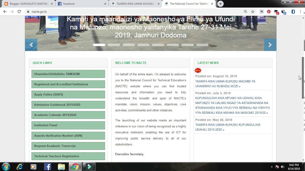 JINSI YA KUTHIBITISHA AU BADILI KOZI, CHUO NA MKOA NACTE