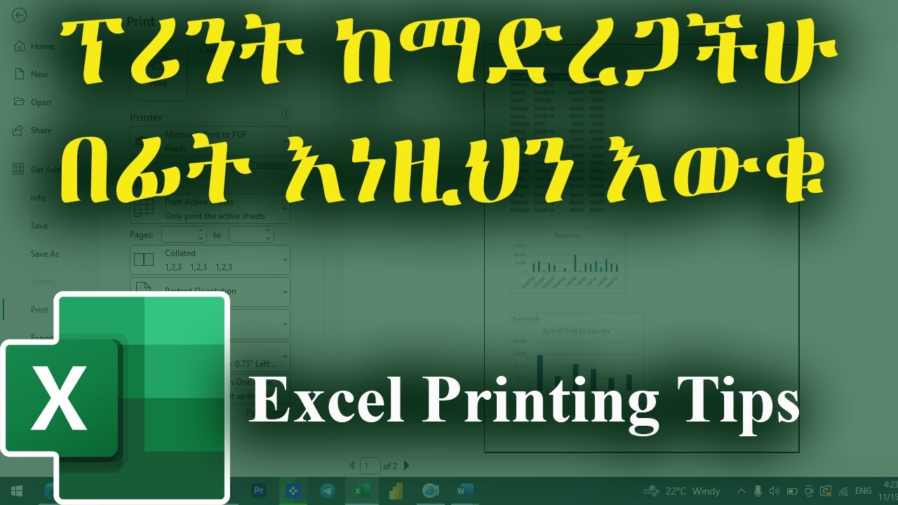 ኤክሴል ላይ ፕሪንት ከማድረጋችሁ በፊት እነዚህን እውቁ / How to Properly Print an Excel File