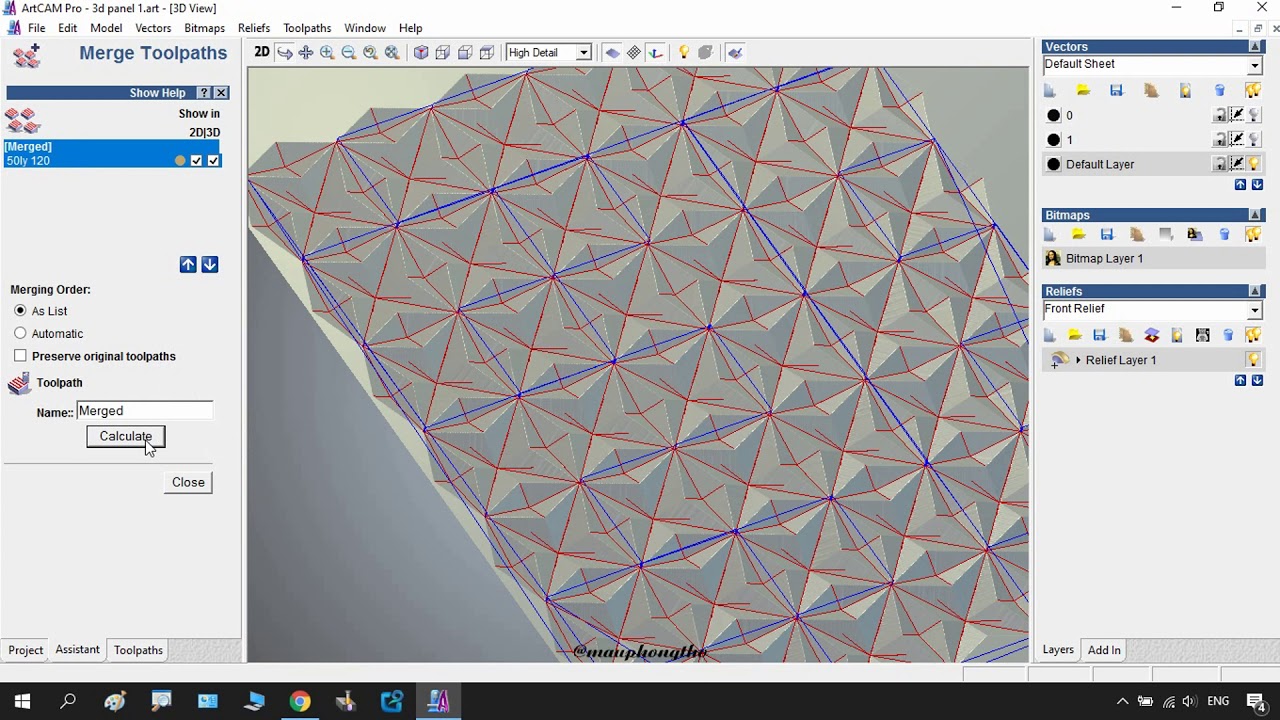 Artcam 9 - Chạy Tấm Sóng 3D 2 (v-bit carving)