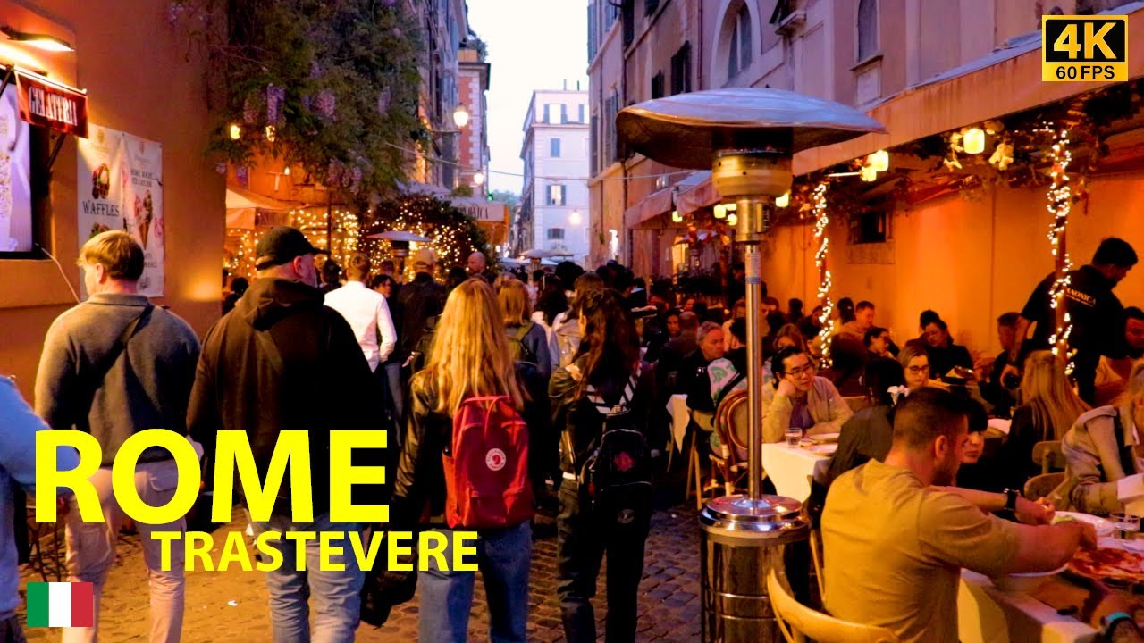 ROME TRASTEVERE Waking Tour 2024 - Food Paradise Discovering the Charm of Rome Through History - 4K