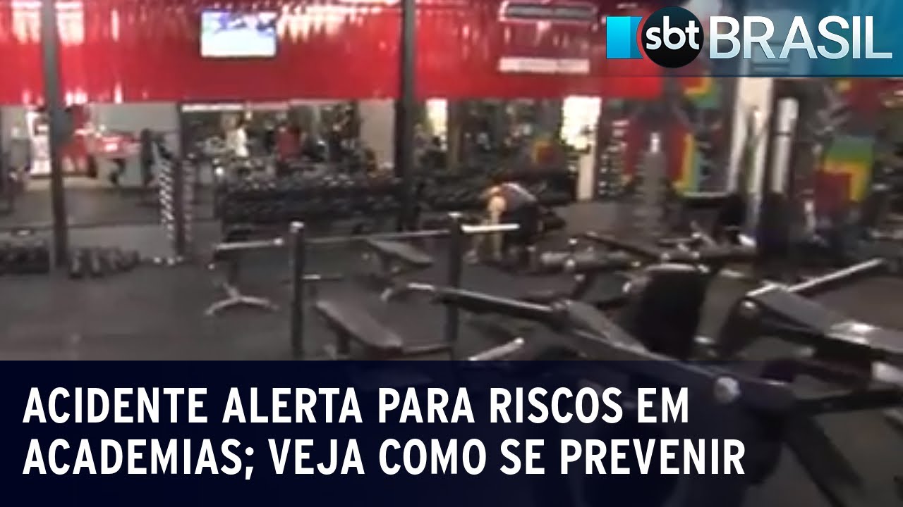 Acidente alerta para riscos em academias; veja como se prevenir | SBT Brasil (09/08/23)