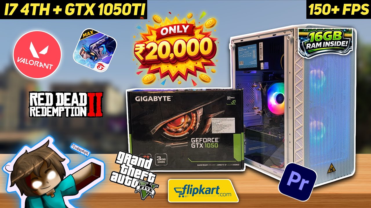 ₹20,000 Budget Beast 🔥 i7 4th Gen + GTX 1050Ti + 16GB RAM 😱Gaming PC Build 