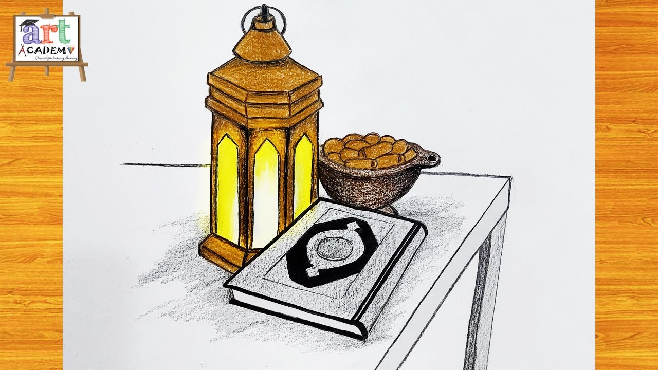 تعليم رسم تعبيرى لرمضان 2022 / رسم بالقلم الرصاص / تعليم الرسم / رسم رمضان