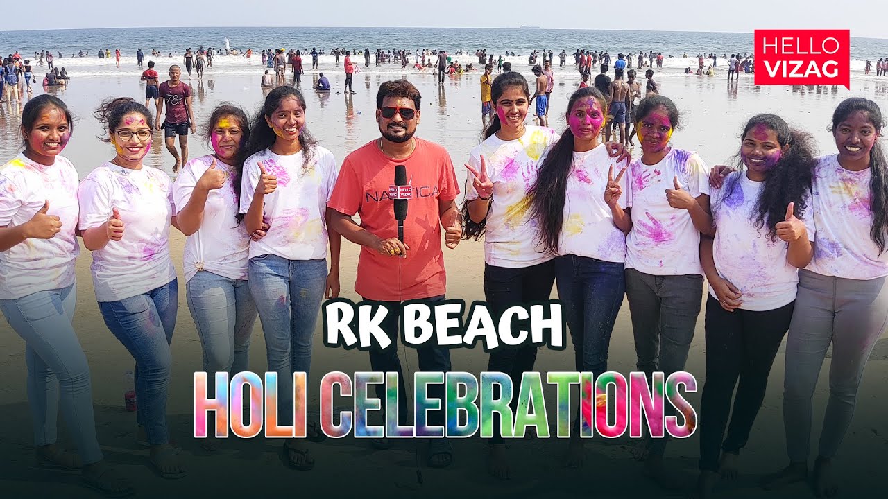 Holi Celebrations at Vizag RK Beach | Vizag Youth | HelloVizag #Hellovizag