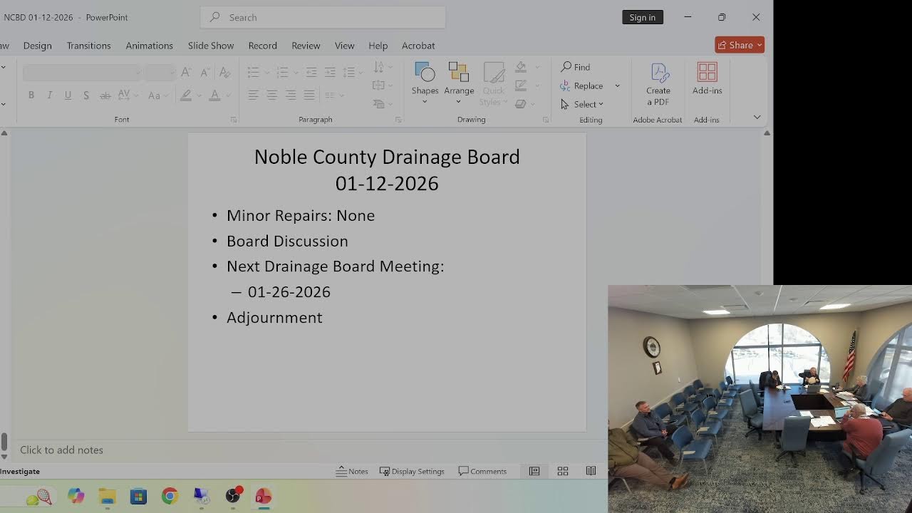 Noble County Drainage Board Meeting January 12, 2026