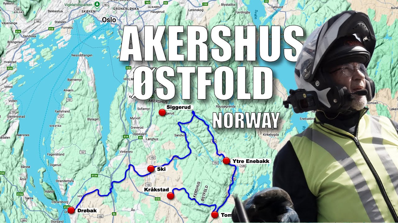 MC-veier sør-øst for Oslo i Akershus og Østfold // Motorcycle roads south-east of Oslo.