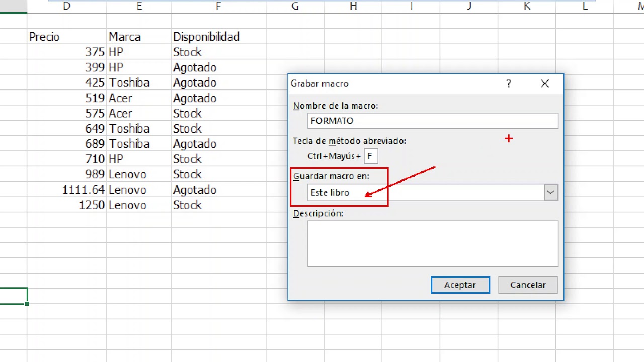 Crear una macro con el grabador de Macros