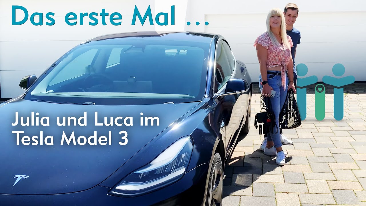 Zum ersten mal im Tesla mit Julia und Luca