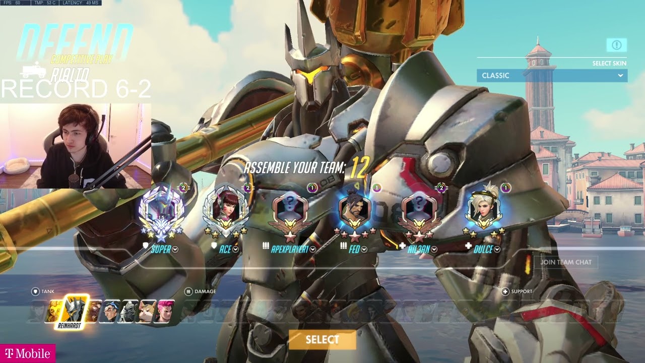 SUPER REINHARDT GAMEPLAY OVERWATCH SEASON 32 TOP 500