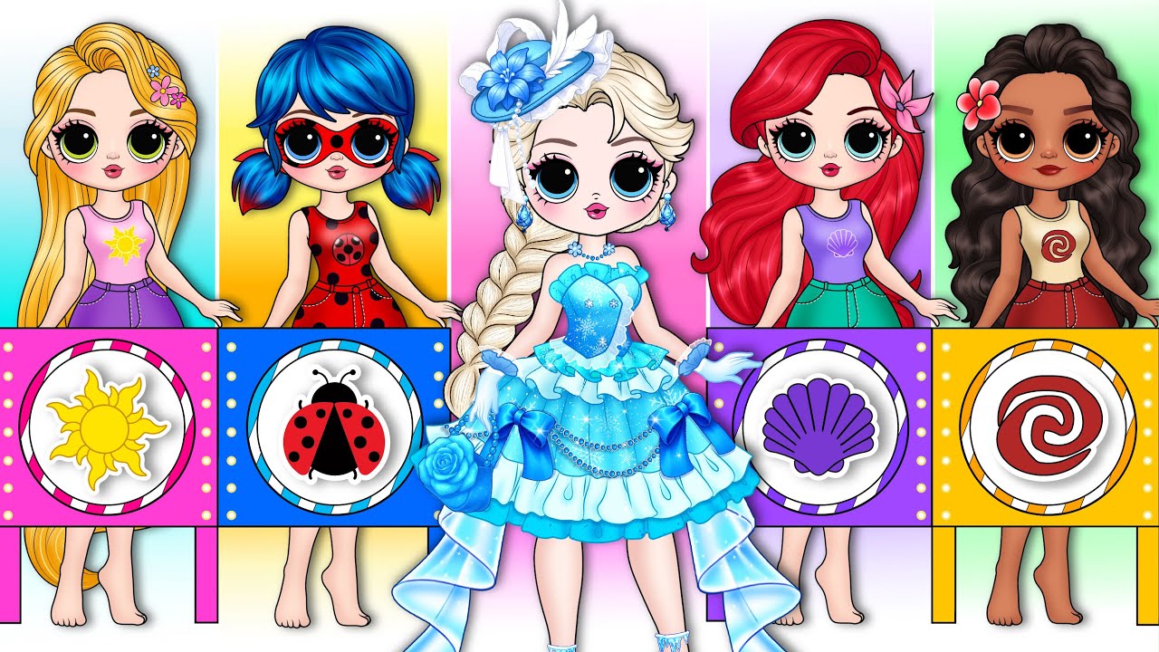 Disney Princess & Ladybug Glow Up Into New Fashion | DIY Fashion Paper Dolls