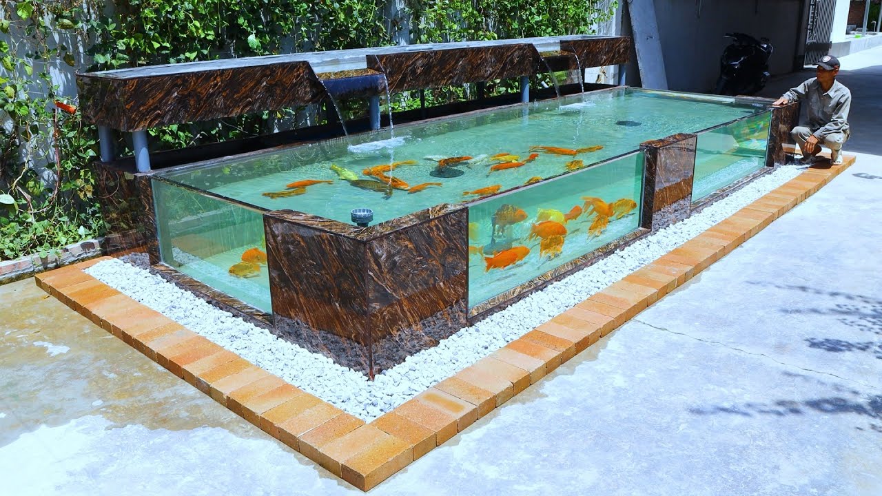 How to make a modern 4-sided glass aquarium with standard filter