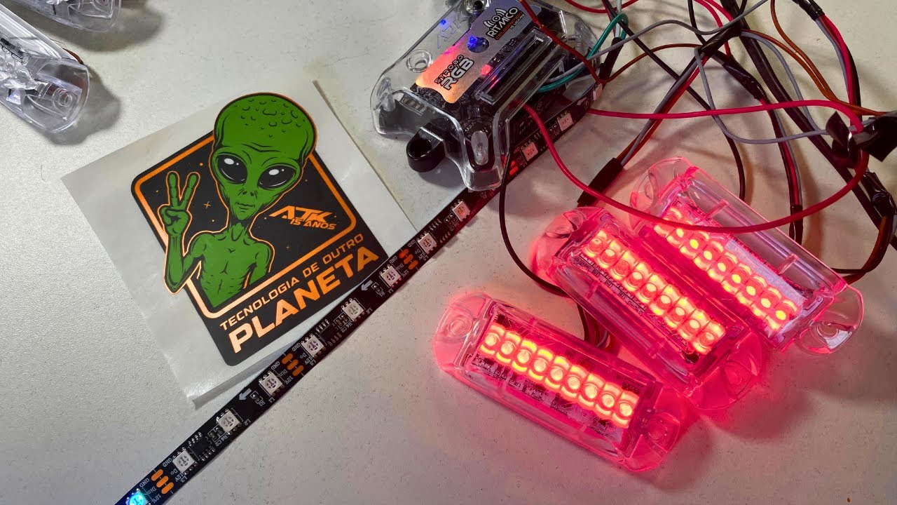 como ligar  Kit Strobo Celebration Ajk Rgb 6 Faróis + Fita Led + Brinde