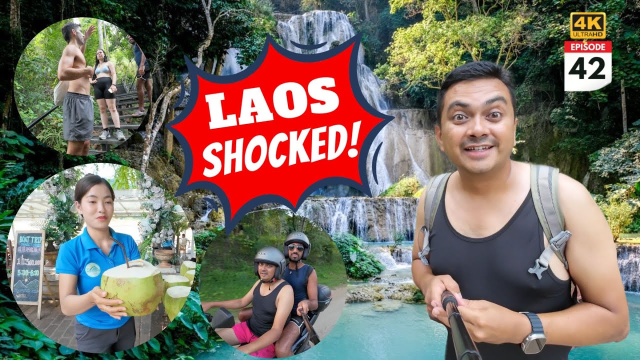 EP #42 Exploring Secret Pool, Waterfall, Bike Ride & Villages in Laos with an Israeli Friend