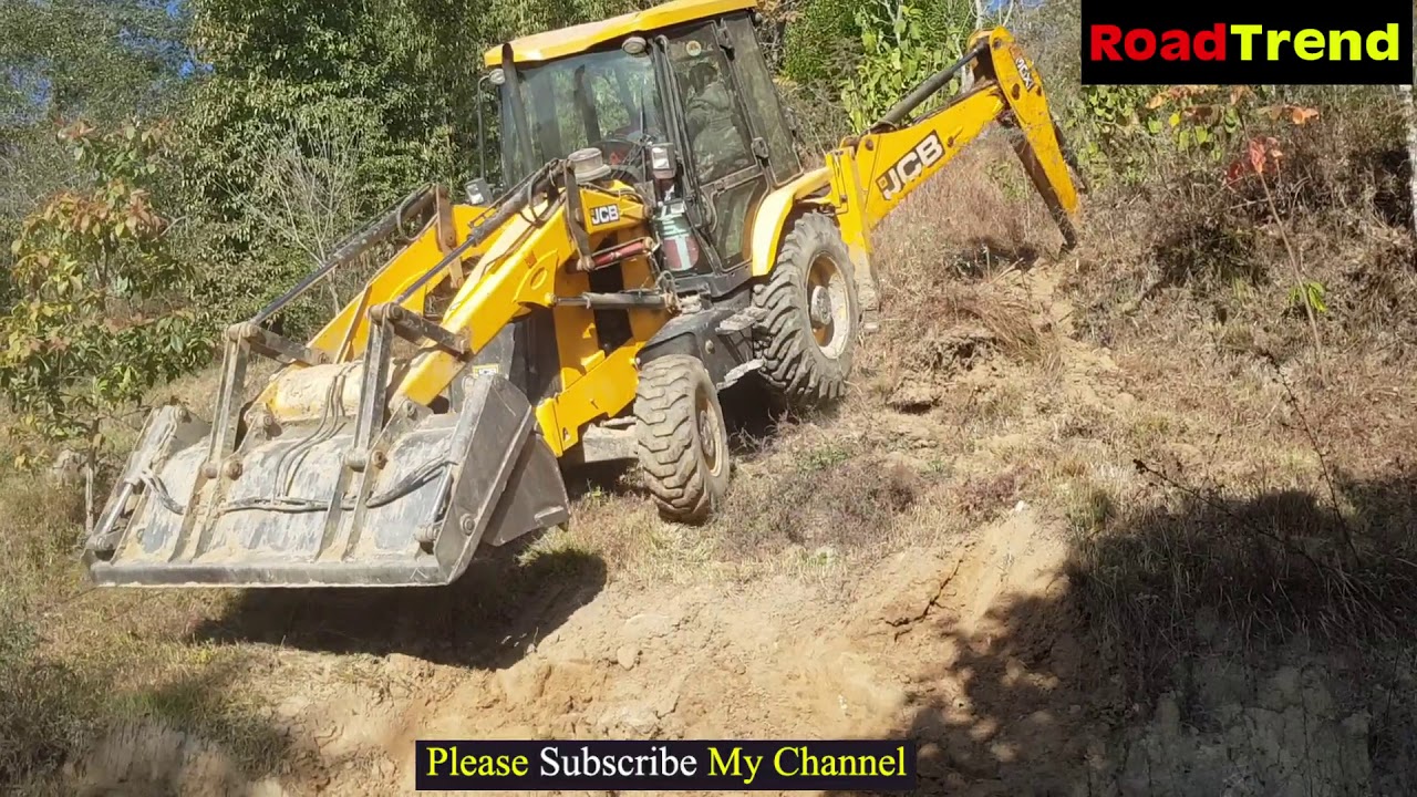 JCB Backhoe Climbing  Danger HILL.