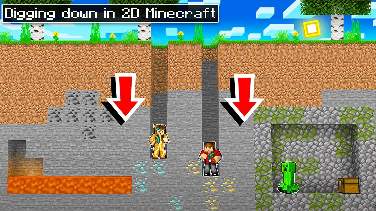 Digging STRAIGHT DOWN in 2D Minecraft