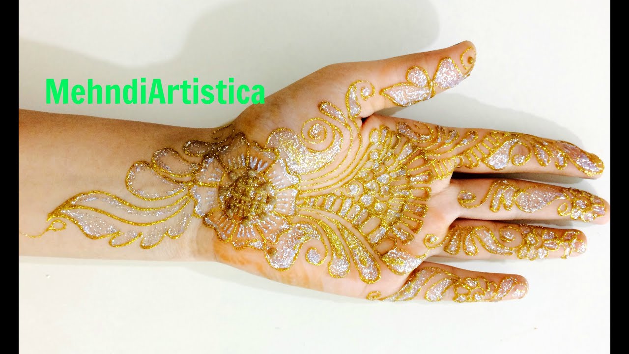 Latest Simple Beautiful Glitter Henna Mehndi Designs|Party Mehendi Gold&Silver By MehndiArtistica