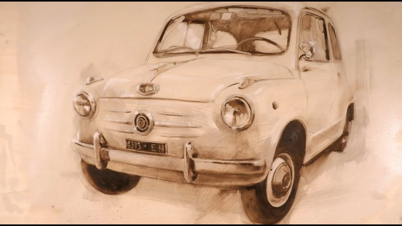 Tecnica mista, Fiat 600. Esercitazione tecnica n°5.
