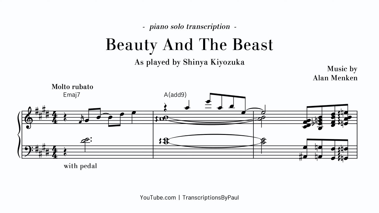 Beauty And The Beast - Piano solo - Sheet music transcription