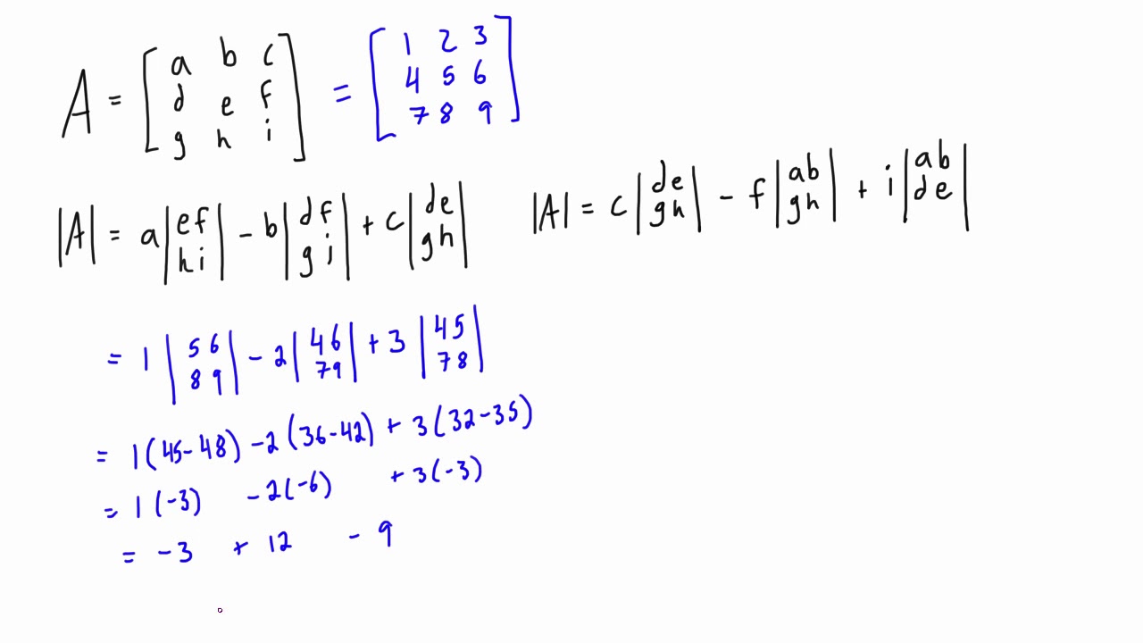 Find the determinant of a 3x3 matrix using cofactor expansion