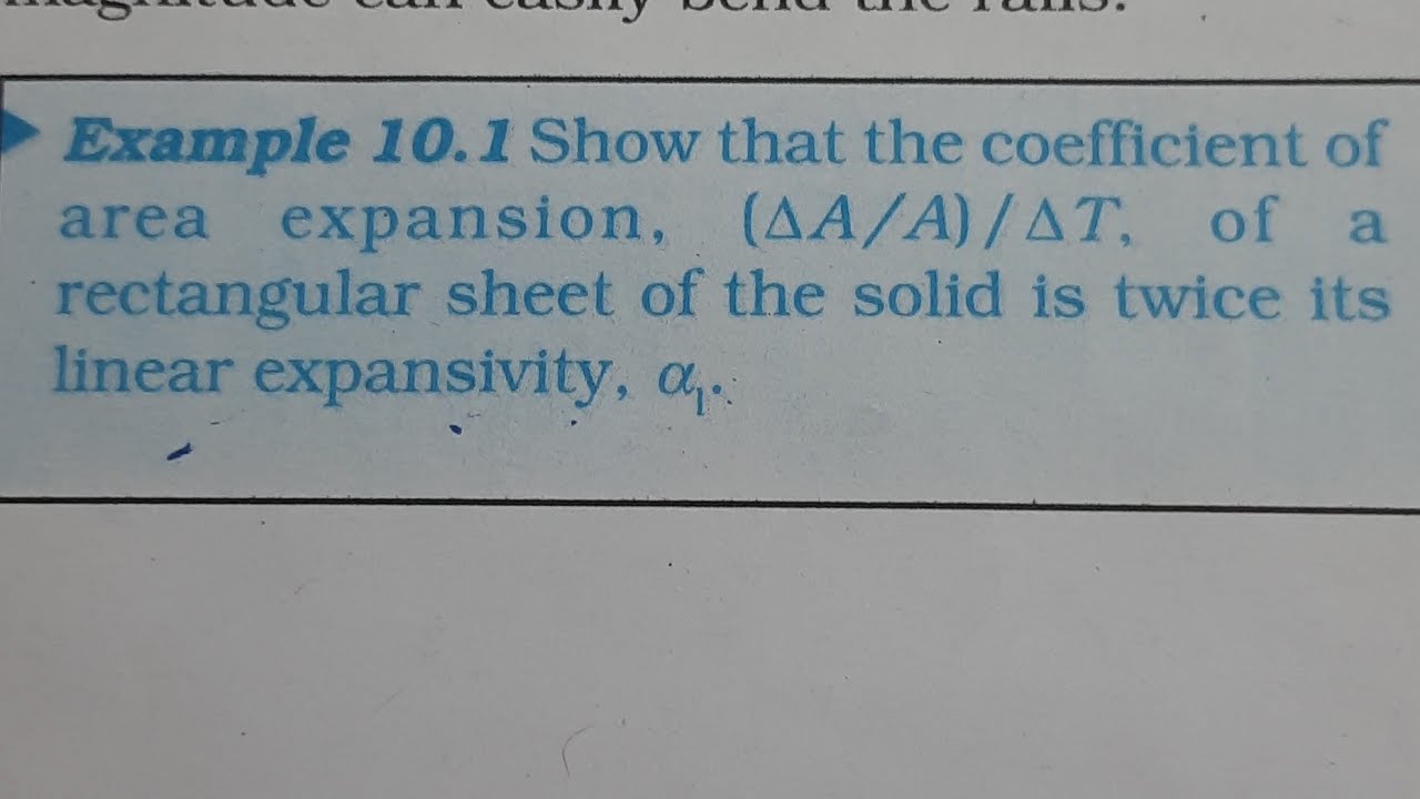 Show that the coefficient of area expansion, (AA/A)/AT, of a rectangular sheet of the solid is twice