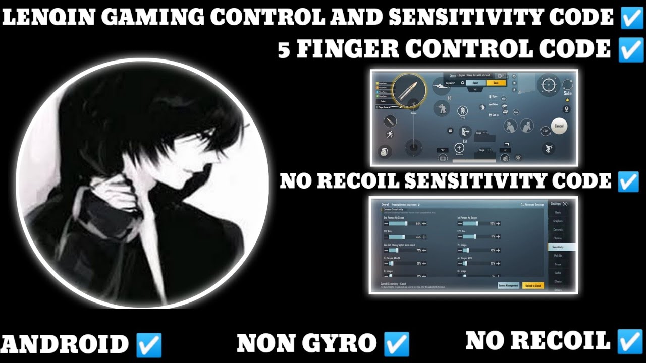 LENQIN GAMING CONTROL CODE AND SENSITIVITY CODE BGMI #lenqin 5 FINGER CONTROL AND SENSITIVITY STAR