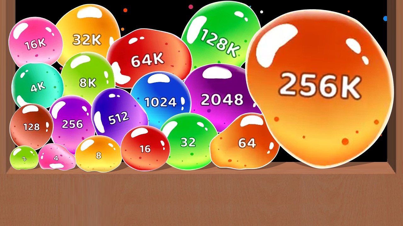 JELLY BALL MERGE - Jelly 2048, Blob Merge 3D (Reach 16384) ASMR Game, Crazy Merge Balls, Drop&Merge