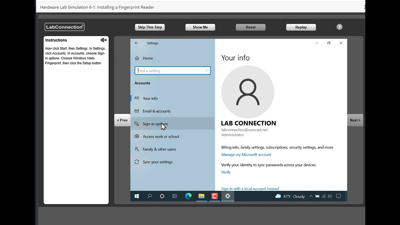 Hardware Lab Simulation 6-1: Installing a Fingerprint Reader