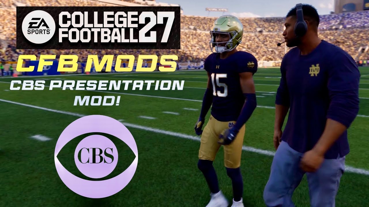 Геймплей с модами в College Football 27 | Мод на оформление предматчевого шоу и перерыва от CBS! ...
