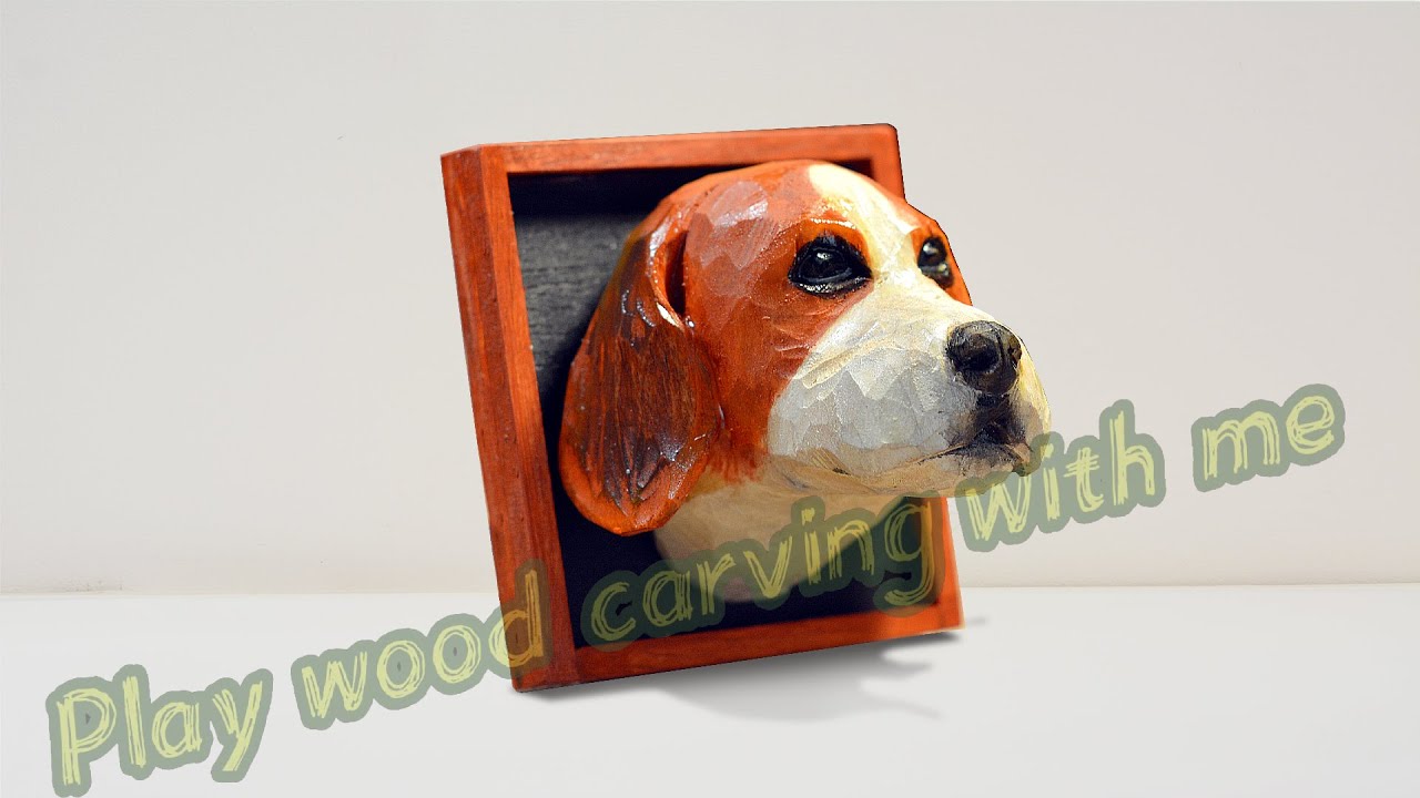 Wood carving of a dog's head；How to Wood Carve Dog Head for Beginners；wood whittling