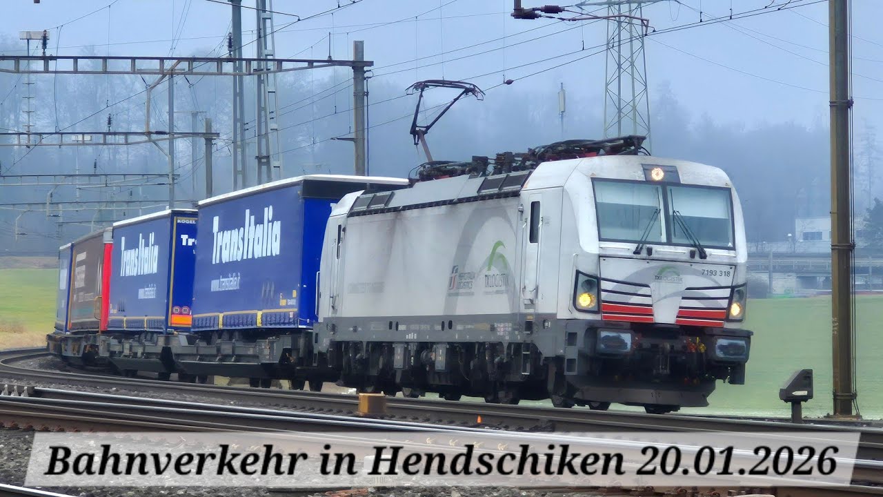 Bahnverkehr in Hendschicken 20.01.2026 (Gotthard-Güterzug)