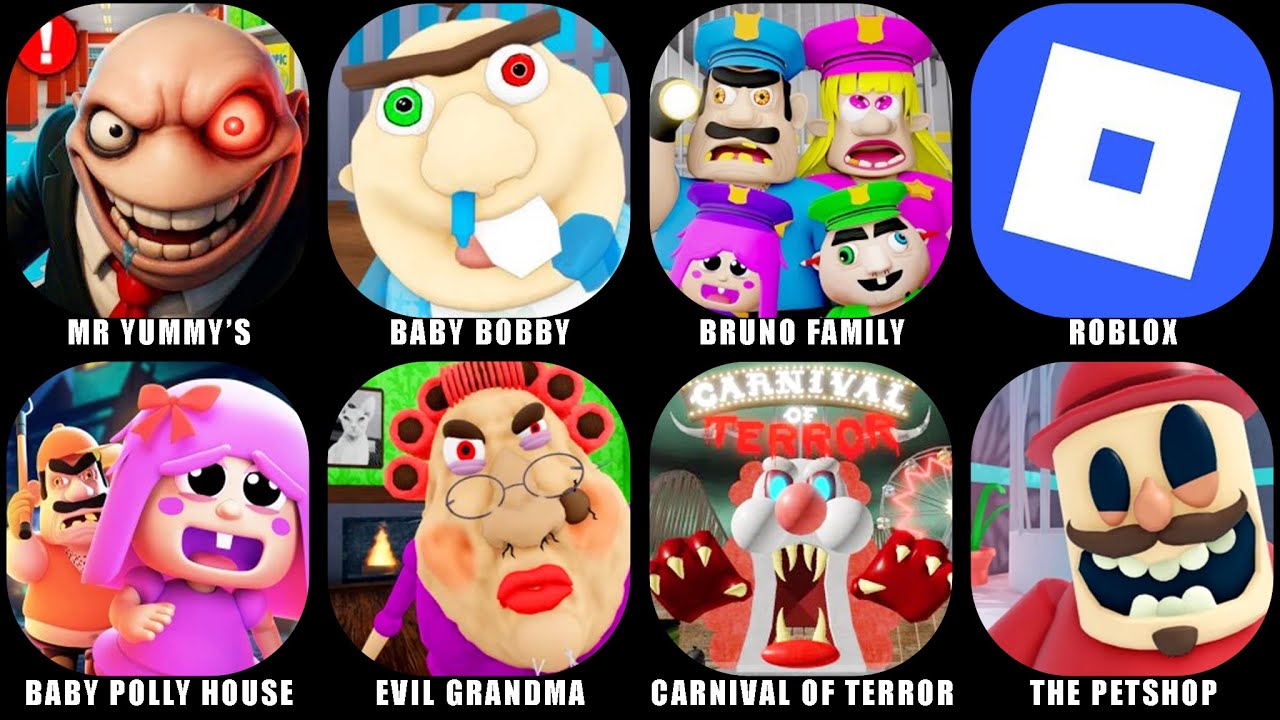 ROBLOX: ESCAPE MR YUMMY'S SUPERMARKET, Escape Baby Bobby Daycare, BRUNO'S FAMILY, BABY POLLY HOUSE